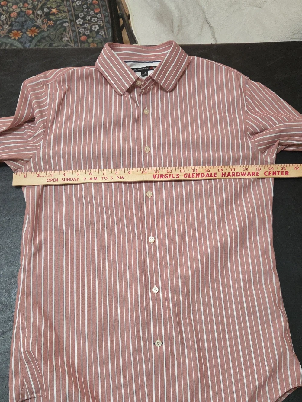 Banana Republic Mad Men Mens Shirt Medium Pink White Striped Dress Button Down